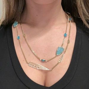 Kendra Scott Blue Gem & Leaf Long Necklace
